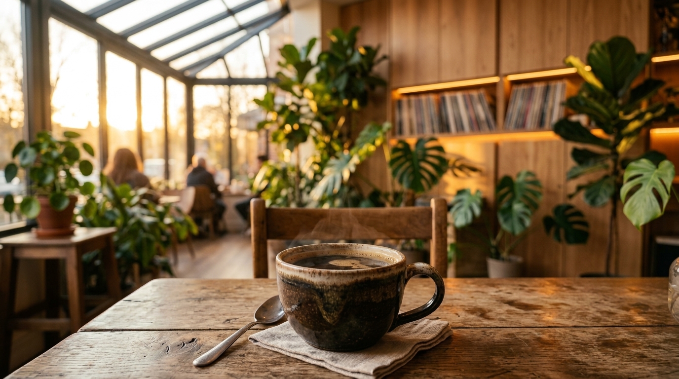 Cozy Sunset Plants Cafe